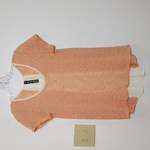 Lord & Taylor Design Lab Peach Blouse Accordion Pleated Back Shirt